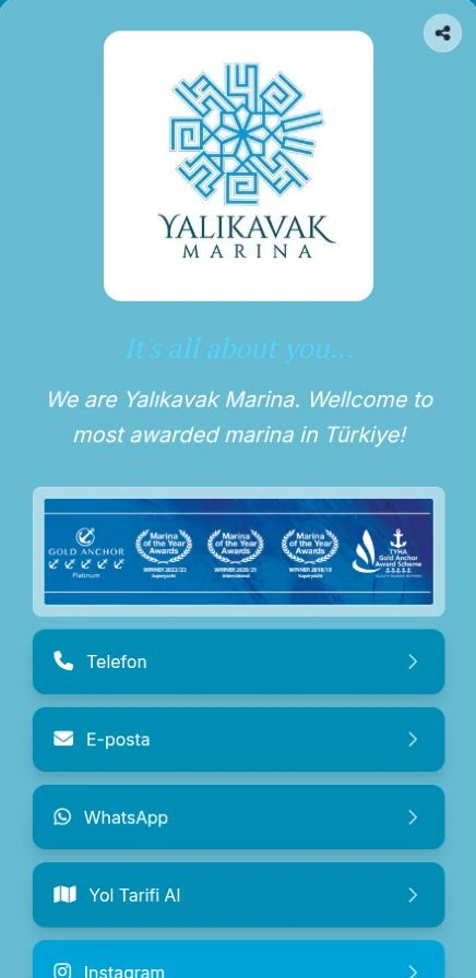 Screenshot der Linke-Seite von Yalıkavak Marina